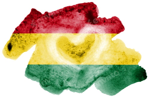Preview: Bolivia flag is depicted in liquid watercolor style isolated on white background