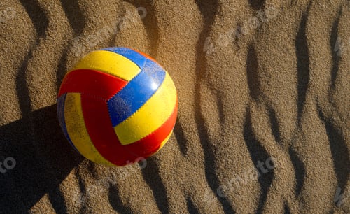 Preview: Volleyball on the beach with space for text