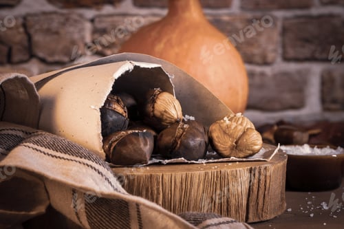 Preview: Roasted chestnuts in a paper cone