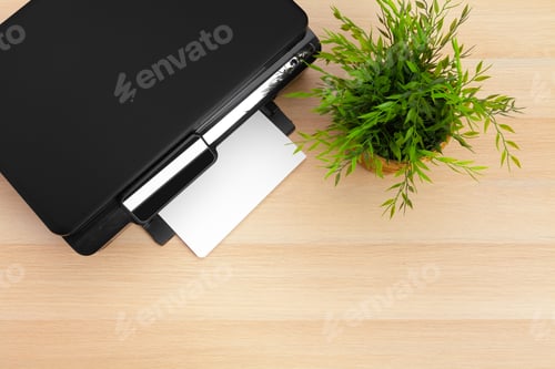 Preview: Working place of a business person. printer and other office supplies