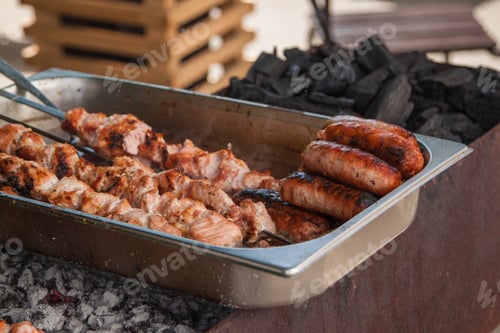 Preview: Prepared shashlik and sausages