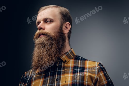 Preview: Redhead male dressed in a yellow hipster shirt.