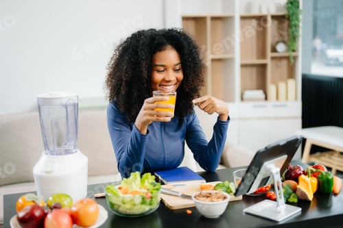 Preview: Woman Making Healthy Smoothie with Fresh Ingredients