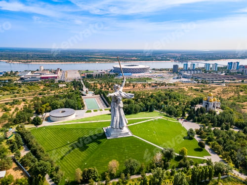 Preview: Volgograd, Russia. Aerial view of the statue "The Motherland calls"