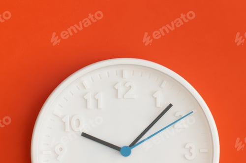Preview: White wall Clock on red background