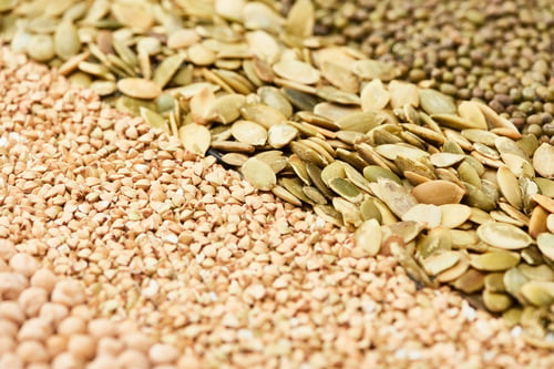 Preview: Close up View of Unprocessed Buckwheat Near Pumpkin Seeds Ang Mung Beans