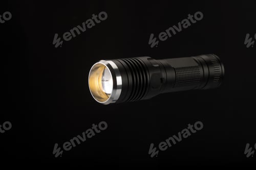 Preview: Tactical flashlight on a black background