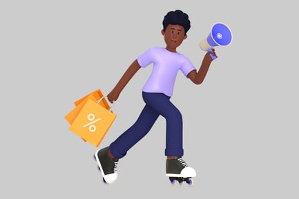 Preview: Roller Skate Shopper with Megaphone