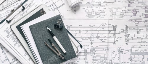 Preview: Architects concept, engineer architect designer freelance work on start-up project drawing, construc
