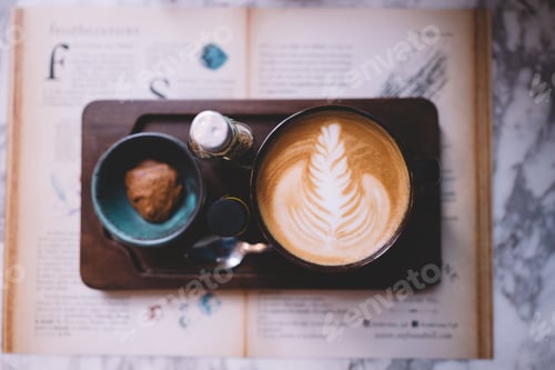 Preview: Hot coffee latte in the cafe