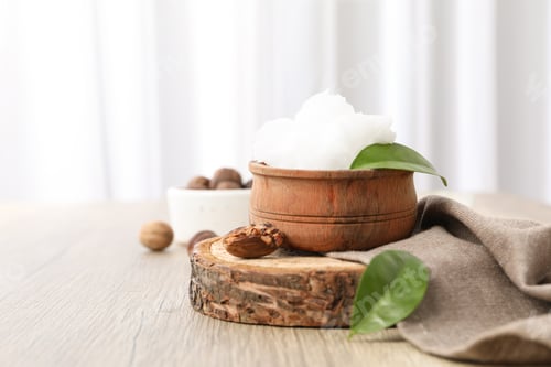 Preview: Concept of skin care cosmetics, Shea butter, close up