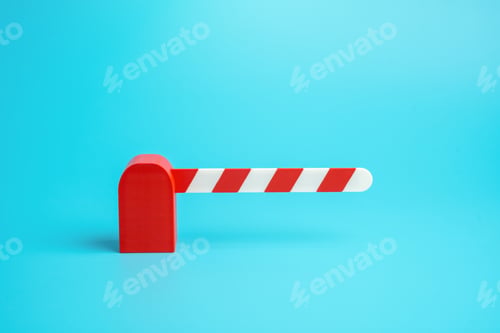 Preview: Closed traffic barrier. Entry ban. No access. Sanctions and restrictions. Economic embargo.