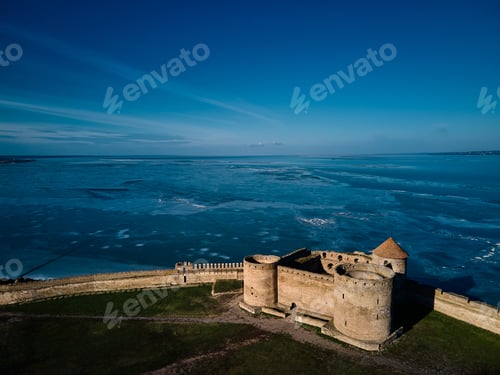 Preview: Aerial view of the Akkerman fortress in Belgorod-Dniester, Ukraine in winter