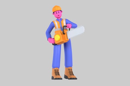 Preview: Cartoon Lumberjack with Chainsaw