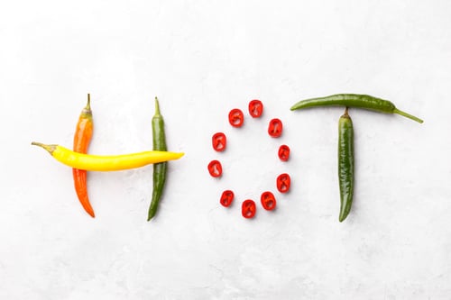 Preview: Colorful chilli papers word Hot