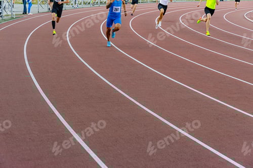 Preview: group male athletes run