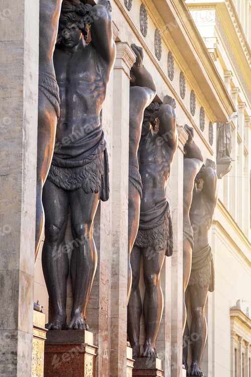 Preview: Sculptures Atlantes on porch of building Hermitage in St. Petersburg, Russia
