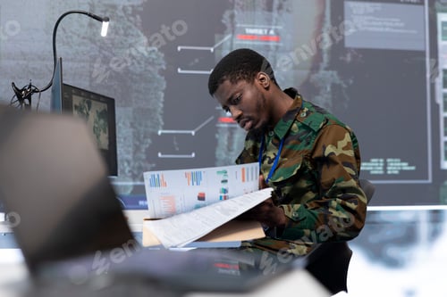 Preview: Military team manages cybersecurity operations in a high tech control center