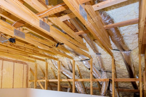 Preview: New home construction on the roof thermal insulation a new house under the roof of air