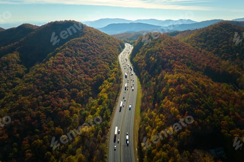 Preview: I-40 freeway in North Carolina leading to Asheville through Appalachian mountains