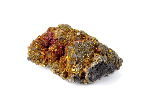 Preview: Macro mineral stone Chalcopyrite on a white background
