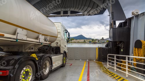 Preview: Passenger view of car deck of ferry on Norwegian fjord