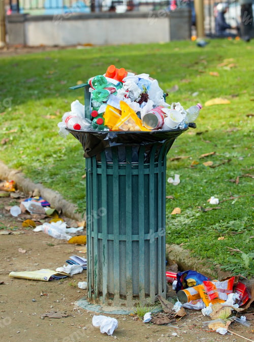 Preview: Trash basket full in park