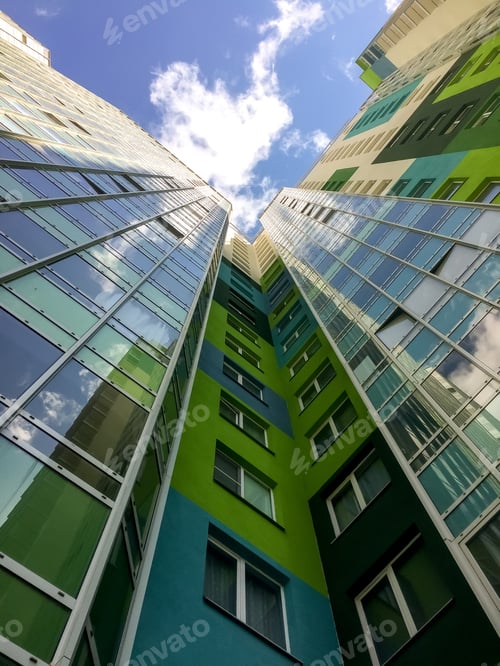 Preview: Modern building. View from bottom up