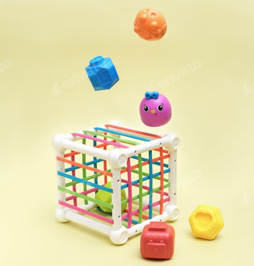 Preview: baby educational toy - a multi-colored cube. Development of fine motor skills