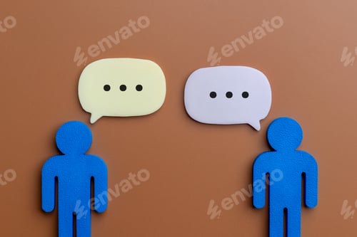 Preview: Two human-shaped icons facing each other with speech bubbles.