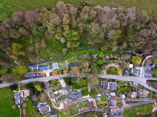 Preview: Aerial drone shot of lands near Upwey, Weymouth, Dorset