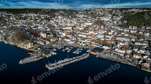 Preview: Elevated view of harbour, Drobak, Norway