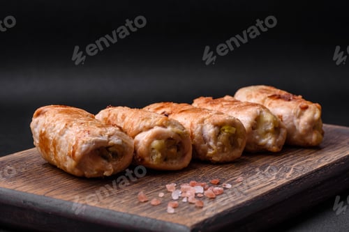 Preview: Delicious baked pork or chicken roll with mushrooms, spices and herbs inside