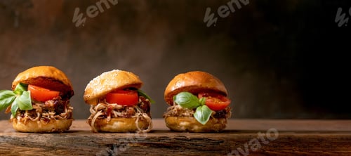 Preview: Set of homemade mini burgers with stew beef