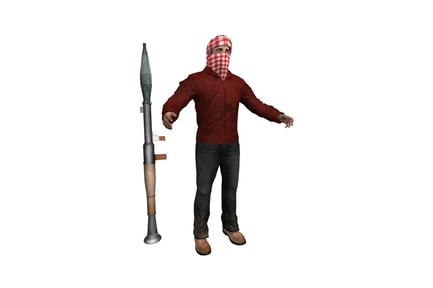 Preview: Figure man with checkered scarf and rocket-like weapon