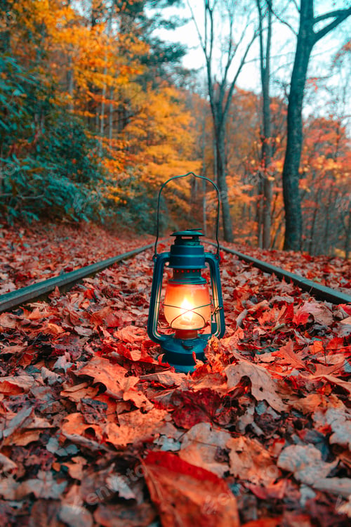 Preview: Blue lamp in foliage