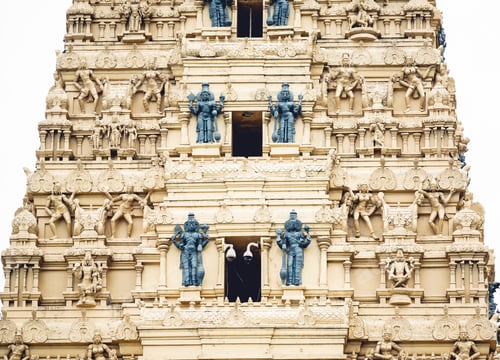Preview: Close-up of Laxmi Narsimha Hindu Temple dedicated to Narasimha, isolated on a white background