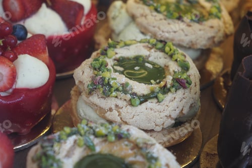 Preview: Colorful desserts displayed in a patisserie shop