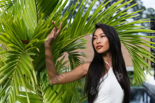 Preview: Beautiful asian thai woman with soft smooth clean dark tanned skin