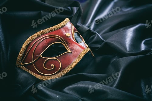Preview: Carnival mask isolated on black satin background