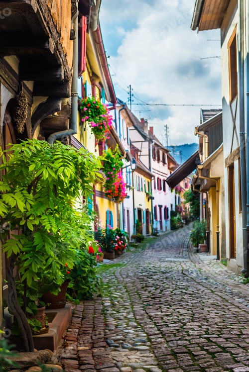 Preview: Traditional french houses and shops in Eguisheim, Alsace, France