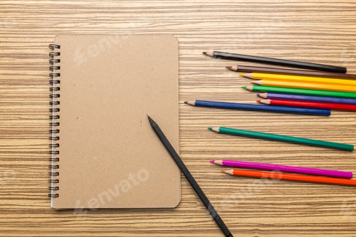 Preview: School supplies on wooden background