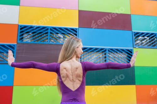 Preview: pretty dancer woman on a colorful wall life style
