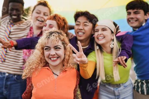 Preview: Happy diverse people having fun at LGBT pride parade