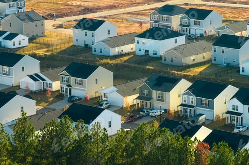Preview: Aerial view of tightly packed homes in South Carolina