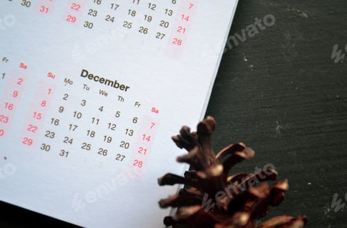 Visualização: Mês de dezembro no calendário de 2024. Conceito de planejamento, eventos e atividades de férias