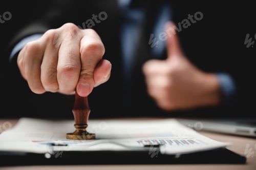 Preview: business finance document approve, businessman signing contract paperwork in office