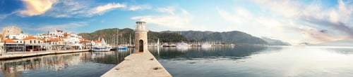 Preview: Old lighthouse in Marmaris marina in afternoon