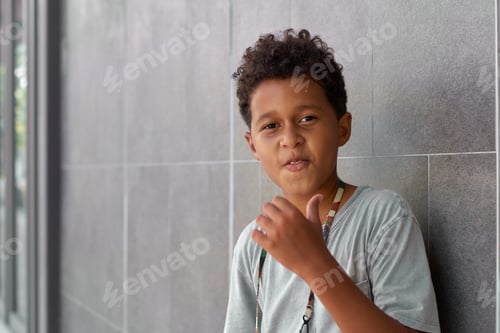 Preview: African boy on gray background