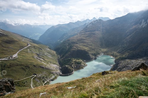 Preview: Aerial view of the Speicher Margaritzen lake near Grossglockner High Alpine Road, Austria